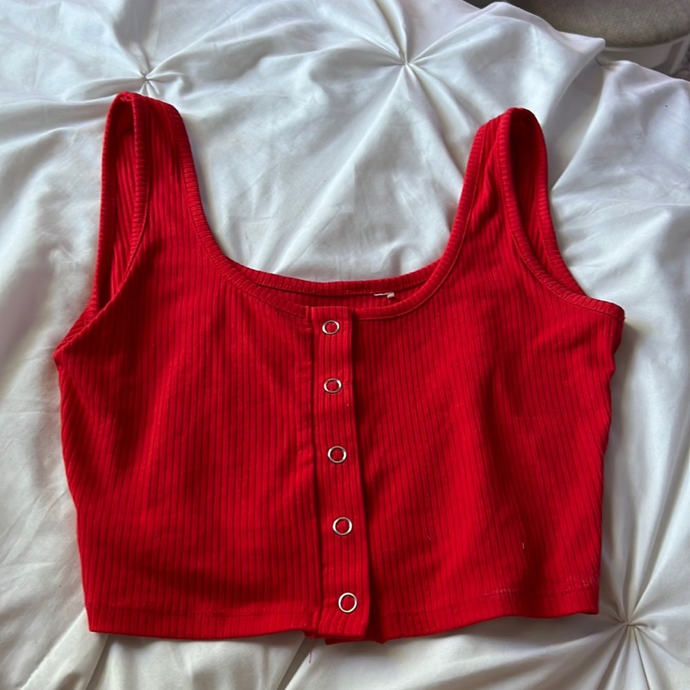red tank button up